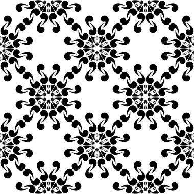 Beyaz arka planda siyah çiçekler. Tekstil ve duvar kağıtları için seamless modeli