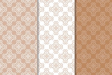 Kahverengi çiçek arka planlar. Tekstil ve duvar kağıtları için dikişsiz desen seti