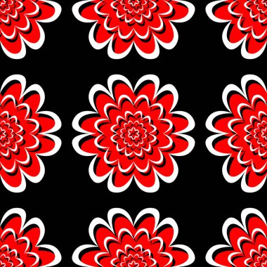 Siyah kırmızı ve beyaz çiçek seamless modeli. Duvar kağıdı, Tekstil ve kumaş arka plan