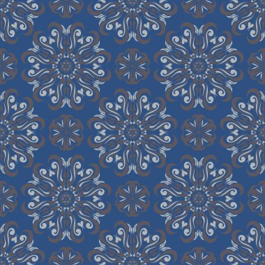 Sorunsuz çiçek desenli. Koyu mavi arka plan duvar kağıtları, Tekstil ve kumaş için çiçek tasarımları ile