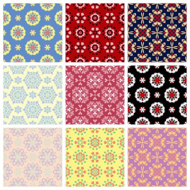 Renkli çiçek öğeleri kümesiyle. Çiçek seamless modeli. 