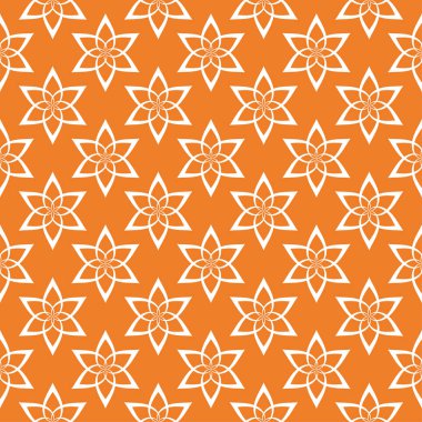 Turuncu zemin üzerine beyaz çiçek tasarım. Tekstil ve duvar kağıtları için seamless modeli