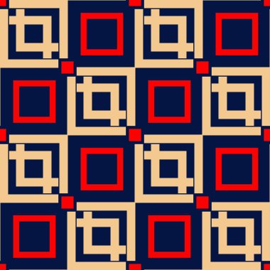 Geometrik seamless modeli. Duvar kağıtları, Tekstil ve kumaş için renkli kırmızı ve mavi arka plan
