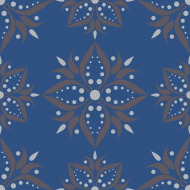 Sorunsuz çiçek desenli. Koyu mavi arka plan duvar kağıtları, Tekstil ve kumaş için çiçek tasarımları ile