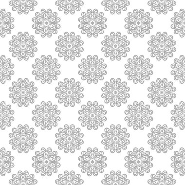 Beyaz arka plan üzerine açık gri çiçek süsleme. Tekstil ve duvar kağıtları için seamless modeli