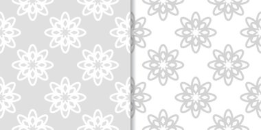 Işık gri çiçek arka planlar. Tekstil ve duvar kağıtları için dikişsiz desen seti