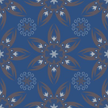 Mavi çiçek sorunsuz arka plan. Tasarım deseni duvar kağıtları, Tekstil ve kumaş çiçek öğeleri