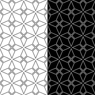 Geometrik süsler kümesi. Web, Tekstil ve duvar kağıtları için siyah ve beyaz Dikişsiz desen