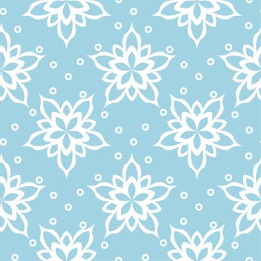 Mavi ve beyaz çiçek süsleme. Tekstil ve duvar kağıtları için seamless modeli