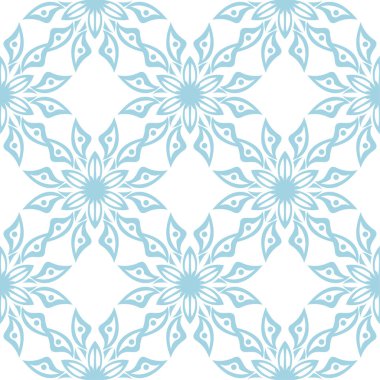 Beyaz zemin üzerine mavi çiçek tasarım. Tekstil ve duvar kağıtları için seamless modeli