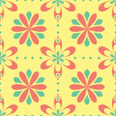 Çiçek seamless modeli. Arka plan duvar kağıtları, Tekstil ve kumaş için pembe ve yeşil çiçek öğeleri ile parlak renkli