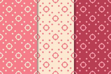 Kiraz kırmızısı geometrik süsler. Web, Tekstil ve duvar kağıtları için dikey Dikişsiz desen seti