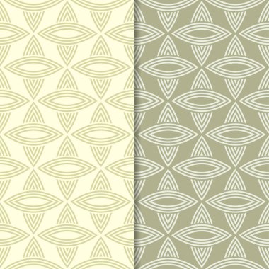 Zeytin yeşili geometrik süsler. Web, Tekstil ve duvar kağıtları için dikişsiz desen seti