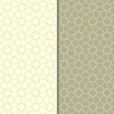 Zeytin yeşili geometrik süsler. Web, Tekstil ve duvar kağıtları için dikişsiz desen seti