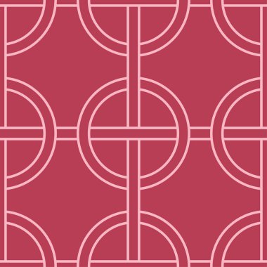 Kırmızı ve soluk pembe geometrik süsleme. Web, Tekstil ve duvar kağıtları için seamless modeli