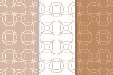 Geometrik süsler kümesi. Kahverengi ve beyaz Dikişsiz desen web, Tekstil ve duvar kağıtları için