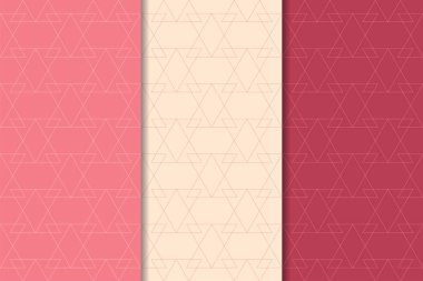 Kiraz kırmızı geometrik yazdırır. Web, Tekstil ve duvar kağıdı için dikey Dikişsiz desen seti