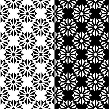 Siyah ve beyaz çiçek arka ayarlayın. Tekstil ve duvar kağıtları için dikişsiz desen