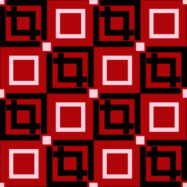 Siyah ve beyaz geometrik seamless modeli. Kırmızı zemin üzerine. Duvar kağıtları ve tekstil tasarım