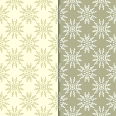 Zeytin yeşili çiçek arka planlar. Tekstil ve duvar kağıtları için dikişsiz desen seti