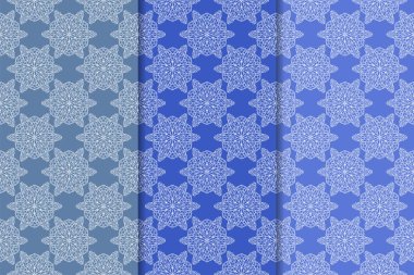 Çiçek süsler kümesi. Mavi dikey Dikişsiz desen. Duvar kağıdı arka plan