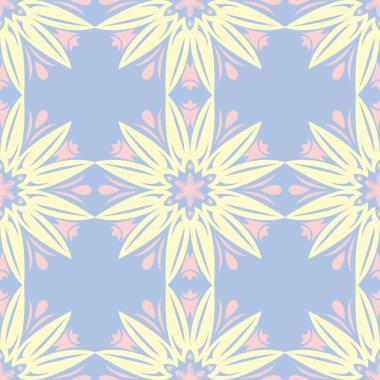 Çiçek mavi seamless modeli. Bej ve pembe öğeler için duvar kağıtları, Tekstil ve kumaş renkli arka plan