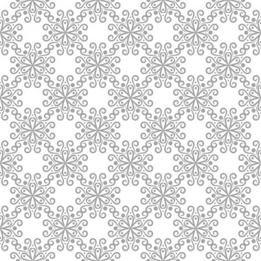 Beyaz arka plan üzerine açık gri çiçek süsleme. Tekstil ve duvar kağıtları için seamless modeli