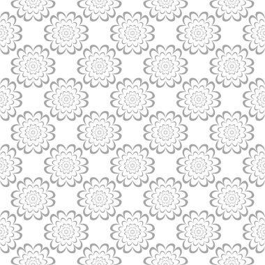 Işık gri çiçek sorunsuz süsleme beyaz arka plan üzerinde. Tekstil ve duvar kağıtları için seamless modeli