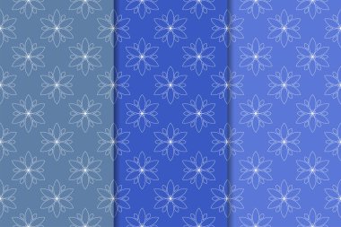 Çiçek süsler kümesi. Mavi dikey Dikişsiz desen. Duvar kağıdı arka plan