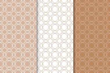 Kahverengi ve beyaz geometrik süsler. Web, Tekstil ve duvar kağıtları için dikişsiz desen seti