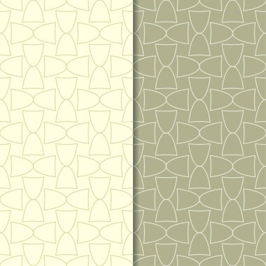 Zeytin yeşili geometrik süsler. Web, Tekstil ve duvar kağıtları için dikişsiz desen seti