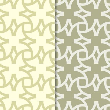 Zeytin yeşili geometrik süsler. Web, Tekstil ve duvar kağıtları için dikişsiz desen seti