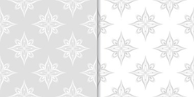 Işık gri çiçek arka planlar. Tekstil ve duvar kağıtları için dikişsiz desen seti
