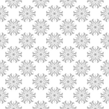 Beyaz arka plan üzerine açık gri çiçek süsleme. Tekstil ve duvar kağıtları için seamless modeli