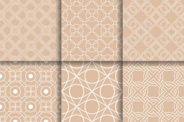 Kesintisiz geometrik desenler. Tekstil, kumaş veya duvar kağıtları koleksiyonu arka planları