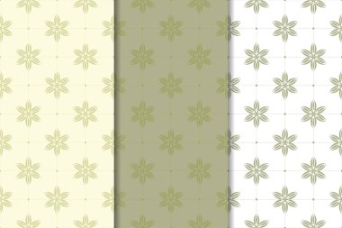 Zeytin yeşili kümesi çiçek süsler. Tekstil ve duvar kağıtları için dikişsiz desen