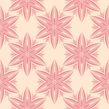 Bej renkli arka plan üzerinde kırmızı çiçek tasarım. Tekstil ve duvar kağıtları için seamless modeli