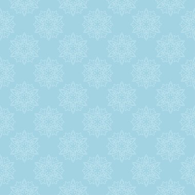 Mavi zemin üzerine beyaz çiçek tasarım. Tekstil ve duvar kağıtları için sorunsuz süsleme