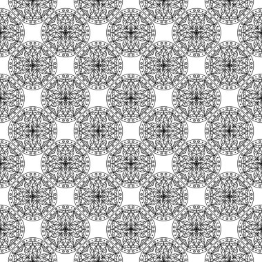 Beyaz arka planda siyah geometrik tasarım. Web, Tekstil ve duvar kağıtları için seamless modeli