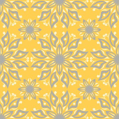 Çiçek arka plan. Sarı gri ve beyaz Dikişsiz desen duvar kağıtları, Tekstil ve kumaş için