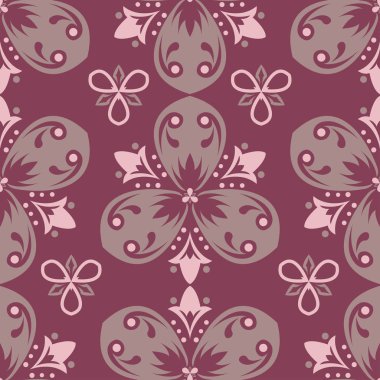 Çiçek seamless modeli. Mor kırmızı arka plan duvar kağıtları, Tekstil ve kumaş çiçek tasarım öğeleri ile