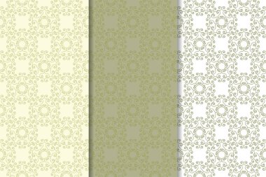 Zeytin yeşili kümesi çiçek süsler. Tekstil ve duvar kağıtları için dikişsiz desen