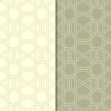 Zeytin yeşili geometrik süsler. Web, Tekstil ve duvar kağıtları için dikişsiz desen seti