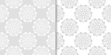 Işık gri çiçek süsler. Tekstil ve duvar kağıtları için dikişsiz desen seti