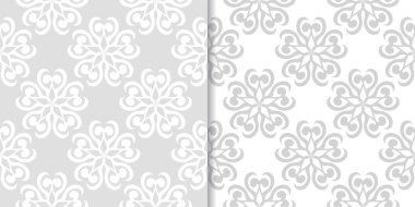 Işık gri çiçek arka planlar. Tekstil ve duvar kağıtları için dikişsiz desen seti