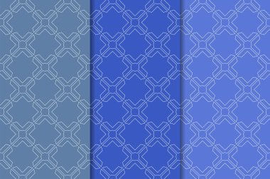 Geometrik süsler kümesi. Web, Tekstil ve duvar kağıtları için mavi dikey Dikişsiz desen