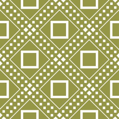 Zeytin yeşili ve beyaz geometrik yazdır. Web, Tekstil ve duvar kağıtları için seamless modeli