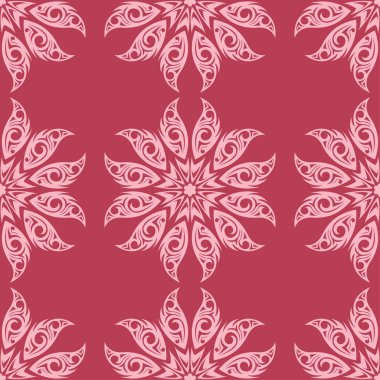 Kırmızı çiçek süsleme. Tekstil ve duvar kağıtları için seamless modeli