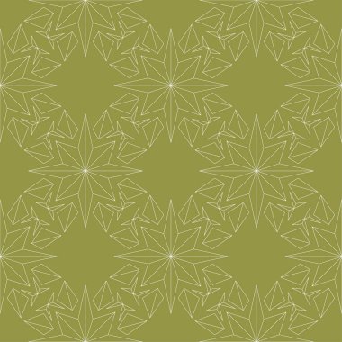 Zeytin yeşil zemin üzerine beyaz çiçek süsleme. Tekstil ve duvar kağıdı için seamless modeli