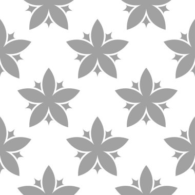 Beyaz arka plan üzerine açık gri çiçek süsleme. Tekstil ve duvar kağıtları için seamless modeli